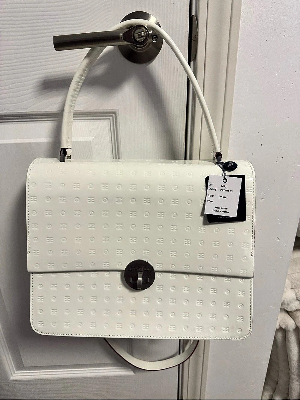 New White Arcadia 1473 Italian Leather Handbag